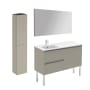 WS Bath Collections Ambra 48" Free Standing Single Basin Vanity Set with Cabinet, Ceramic Vanity Top, Frameless Mirror, and Side Cabinet Matte Sand