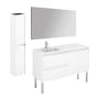 WS Bath Collections Ambra 48" Free Standing Single Basin Vanity Set with Cabinet, Ceramic Vanity Top, Frameless Mirror, and Side Cabinet Gloss White
