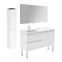 WS Bath Collections Ambra 48" Free Standing Single Basin Vanity Set with Cabinet, Ceramic Vanity Top, Frameless Mirror, and Side Cabinet Matte White