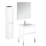 WS Bath Collections Ambra 24" Free Standing Single Basin Vanity Set with Cabinet, Ceramic Vanity Top, Frameless Mirror, and Side Cabinet Gloss White