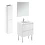 WS Bath Collections Ambra 24" Free Standing Single Basin Vanity Set with Cabinet, Ceramic Vanity Top, Frameless Mirror, and Side Cabinet Matte White