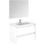 WS Bath Collections Ambra 32" Wall Mounted Single Basin Vanity Set with Cabinet, Ceramic Vanity Top, and Mirror Gloss White