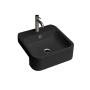 WS Bath Collections Cosa 18-7/8" Square Ceramic Semi-Recessed Bathroom Sink with Overflow and Single Faucet Hole Matte Black