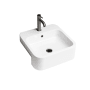 WS Bath Collections Cosa 18-7/8" Square Ceramic Semi-Recessed Bathroom Sink with Overflow and Single Faucet Hole Matte White