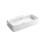 WS Bath Collections Cosa 31-1/2" Rectangular Ceramic Vessel or Wall Mounted Bathroom Sink with Overflow and 3 Faucet Holes at 8" Centers Matte White