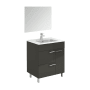 WS Bath Collections Elegance Vanities 32" Free Standing Single Basin Vanity Set with Cabinet, Ceramic Vanity Top, and Mirror Anthracite