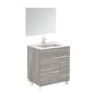 WS Bath Collections Elegance Vanities 32" Free Standing Single Basin Vanity Set with Cabinet, Ceramic Vanity Top, and Mirror Sandy Grey