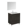 WS Bath Collections Elegance Vanities 32" Free Standing Single Basin Vanity Set with Cabinet, Ceramic Vanity Top, and Mirror Wenge