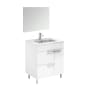 WS Bath Collections Elegance Vanities 32" Free Standing Single Basin Vanity Set with Cabinet, Ceramic Vanity Top, and Mirror Glossy White