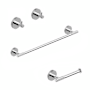 WS Bath Collections Klass 4 Piece Bathroom Package with 20" Towel Bar, Robe Hook and Toilet Paper Holder Polished Chrome