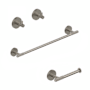 WS Bath Collections Klass 4 Piece Bathroom Package with 20" Towel Bar, Robe Hook and Toilet Paper Holder Brushed Nickel