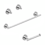 WS Bath Collections Klass 4 Piece Bathroom Package with 25.7" Towel Bar, Robe Hook, and Toilet Paper Holder Polished Chrome