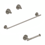 WS Bath Collections Klass 4 Piece Bathroom Package with 25.7" Towel Bar, Robe Hook, and Toilet Paper Holder Brushed Nickel