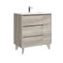WS Bath Collections Lila 32" Free Standing Single Basin Vanity Set with Cabinet and Ceramic Vanity Top Grey Pine