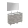 WS Bath Collections Logic Vanities 48" Free Standing Single Basin Vanity Set with Cabinet, Ceramic Vanity Top, and Mirror Sandy Grey
