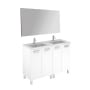 WS Bath Collections Logic Vanities 48" Free Standing Single Basin Vanity Set with Cabinet, Ceramic Vanity Top, and Mirror Glossy White