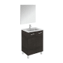 WS Bath Collections Logic Vanities 24" Free Standing Single Basin Vanity Set with Cabinet, Ceramic Vanity Top, and Mirror Wenge