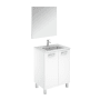 WS Bath Collections Logic Vanities 24" Free Standing Single Basin Vanity Set with Cabinet, Ceramic Vanity Top, and Mirror Glossy White