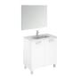 WS Bath Collections Logic Vanities 32" Free Standing Single Basin Vanity Set with Cabinet, Ceramic Vanity Top, and Frameless Mirror Glossy White