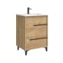 WS Bath Collections Lotus 24" Free Standing Single Basin Vanity Set with Cabinet and Ceramic Vanity Top Natural Oak
