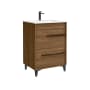 WS Bath Collections Lotus 24" Free Standing Single Basin Vanity Set with Cabinet and Ceramic Vanity Top Walnut