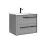 WS Bath Collections Lotus 30" Free Standing Single Basin Vanity Set with Cabinet and Ceramic Vanity Top Mist Matte Grey