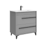 WS Bath Collections Lotus 32" Free Standing Single Basin Vanity Set with Cabinet and Ceramic Vanity Top Mist Matte Grey