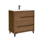 WS Bath Collections Lotus 32" Free Standing Single Basin Vanity Set with Cabinet and Ceramic Vanity Top Walnut