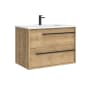 WS Bath Collections Lotus 32" Free Standing Single Basin Vanity Set with Cabinet and Ceramic Vanity Top Natural Oak