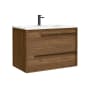 WS Bath Collections Lotus 32" Free Standing Single Basin Vanity Set with Cabinet and Ceramic Vanity Top Walnut