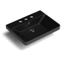 WS Bath Collections Luxury 23-13/16" Rectangular Ceramic Drop In or Wall Mounted Bathroom Sink with Overflow and 3 Faucet Holes at 8" Centers Matte Black