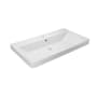 WS Bath Collections Luxury 31-11/16" Rectangular Ceramic Drop In or Wall Mounted Bathroom Sink with Overflow and 1 Faucet Hole Matte White