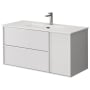 WS Bath Collections Palma 40" Wall Mounted Single Basin Vanity Set with Cabinet and Ceramic Vanity Top Matte White