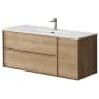 WS Bath Collections Palma 48" Wall Mounted Single Basin Vanity Set with Cabinet and Ceramic Vanity Top Natural Oak