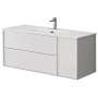 WS Bath Collections Palma 48" Wall Mounted Single Basin Vanity Set with Cabinet and Ceramic Vanity Top Matte White