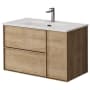 WS Bath Collections Palma 32" Wall Mounted Single Basin Vanity Set with Cabinet and Ceramic Vanity Top Natural Oak
