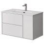 WS Bath Collections Palma 32" Wall Mounted Single Basin Vanity Set with Cabinet and Ceramic Vanity Top Matte White