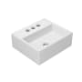 WS Bath Collections Quattro 13" Rectangular Ceramic Vessel or Wall Mounted Bathroom Sink with 3 Faucet Holes at 4" Centers Matte White