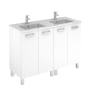 WS Bath Collections Logic Vanities 48" Free Standing Double Basin Vanity Set with Cabinet and Ceramic Vanity Top Glossy White
