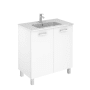 WS Bath Collections Logic Vanities 31-1/2" Free Standing Single Basin Vanity Set with Cabinet and Ceramic Vanity Top Glossy White