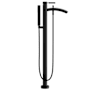 Wyndham Collection Taron Floor Mounted Tub Filler with Built-In Diverter - Includes Hand Shower Matte Black