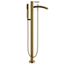 Wyndham Collection Taron Floor Mounted Tub Filler with Built-In Diverter - Includes Hand Shower Brushed Gold