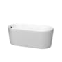 Wyndham Collection Ursula 59" Free Standing Acrylic Soaking Tub with Reversible Drain, Drain Assembly, and Overflow Matte White / Matte Black Trim