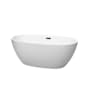 Wyndham Collection Juno 59" Free Standing Acrylic Soaking Tub with Center Drain, Drain Assembly, and Overflow Matte White / Matte Black Trim