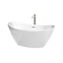 Wyndham Collection Dorrit 60" Free Standing Acrylic Soaking Tub with Center Drain, Drain Assembly, and Overflow - Includes Floor Mounted Tub Filler with Hand Shower White / Brushed Nickel Trim