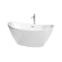 Wyndham Collection Dorrit 60" Free Standing Acrylic Soaking Tub with Center Drain, Drain Assembly, and Overflow - Includes Floor Mounted Tub Filler with Hand Shower White / Polished Chrome Trim