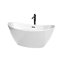 Wyndham Collection Dorrit 60" Free Standing Acrylic Soaking Tub with Center Drain, Drain Assembly, and Overflow - Includes Floor Mounted Tub Filler with Hand Shower White / Matte Black Trim