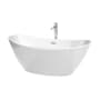 Wyndham Collection Dorrit 66" Free Standing Acrylic Soaking Tub with Center Drain, Drain Assembly, and Overflow - Includes Floor Mounted Tub Filler with Hand Shower White / Polished Chrome Trim