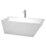Wyndham Collection Hannah 67" Free Standing Acrylic Soaking Tub with Reversible Drain, Drain Assembly, and Overflow - Includes Floor Mounted Tub Filler with Hand Shower White / Brushed Nickel Trim