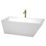 Wyndham Collection Hannah 67" Free Standing Acrylic Soaking Tub with Reversible Drain, Drain Assembly, and Overflow - Includes Floor Mounted Tub Filler with Hand Shower White / Polished Chrome Trim / Brushed Gold Faucet